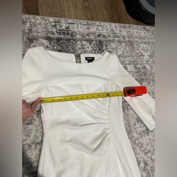 DKNY Flowy Mid Sleeve White Cocktail Event Dress - Picture 7 of 9